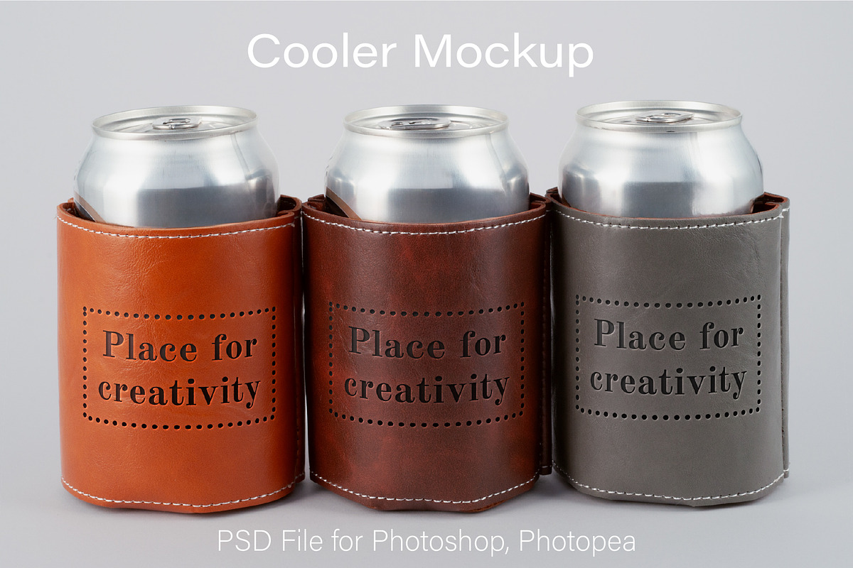 Leather Etched Can Coolder Mockup, a Cups & Container Mockup by MockupsBox (Photo 1 of 6)