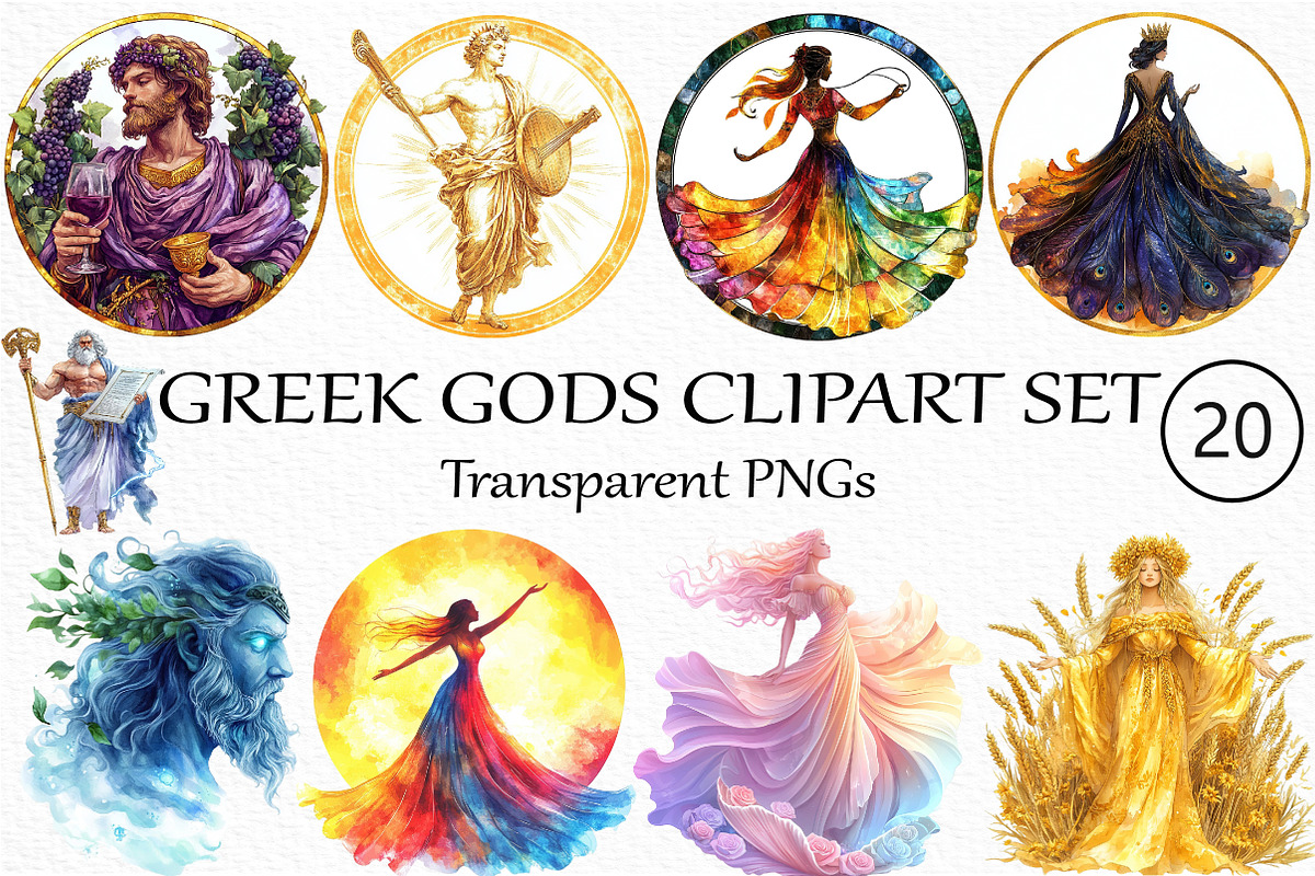 Greek Gods clipart set, an Illustration by Craft Nest (Photo 1 of 5)