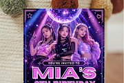 Neon Pop Girls Dance Party Invite, an Invitation Template by heynomi (Thumbnail 5 of 19)