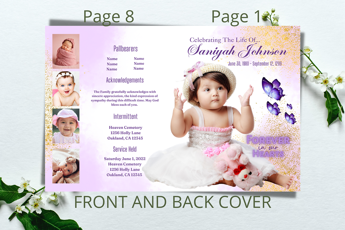 Purple and Gold Funeral Program, a Brochure Template by Feel Inspired Digitals (Photo 5 of 8)
