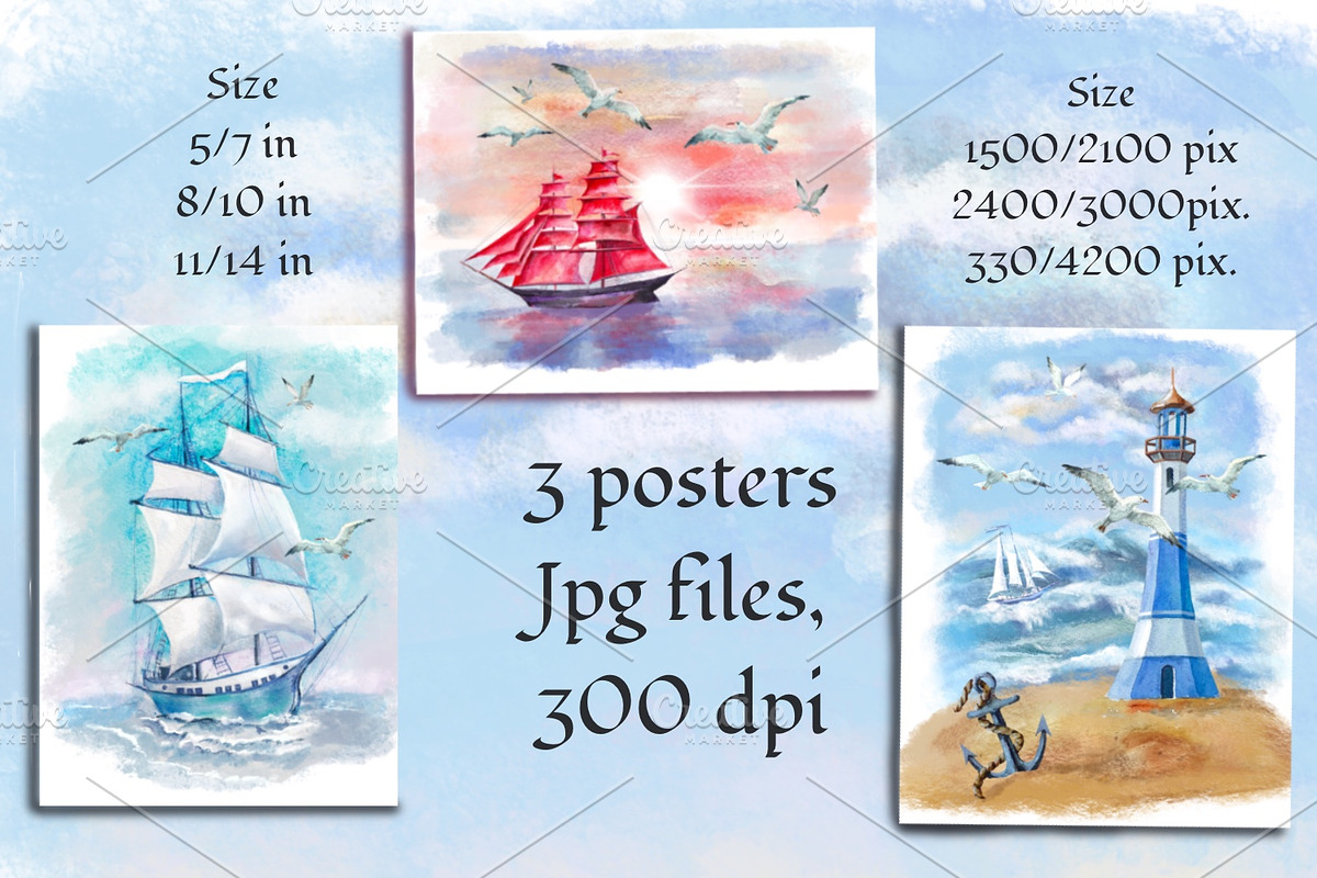 Watercolor nautical illustration, an Object Illustration by AkvarelRiver (Photo 5 of 18)