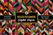 Quilted Patchwork Seamless Patterns, a Pattern Graphic by Creative Store (Thumbnail 1 of 5)
