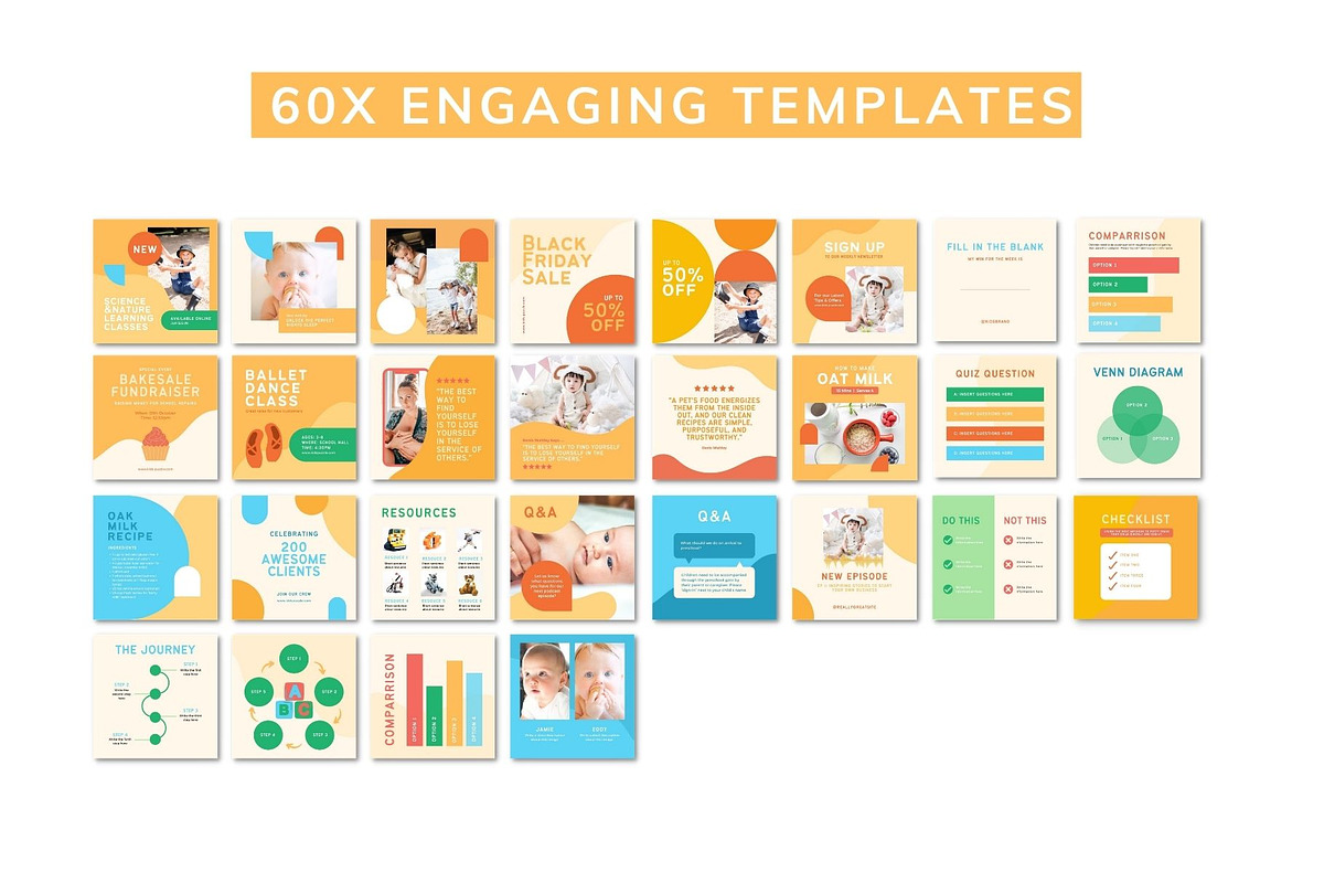 Kids Instagram Feed Canva Templates, a Social Media Template by Cultive Creative (Photo 5 of 7)