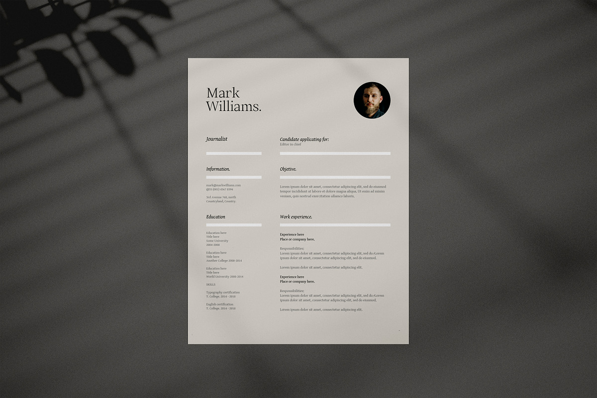 Minimal resume and cover letter, a Resume Template by Srg® (Photo 3 of 5)