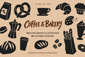 Coffee & Bakery Hand Drawn Clipart