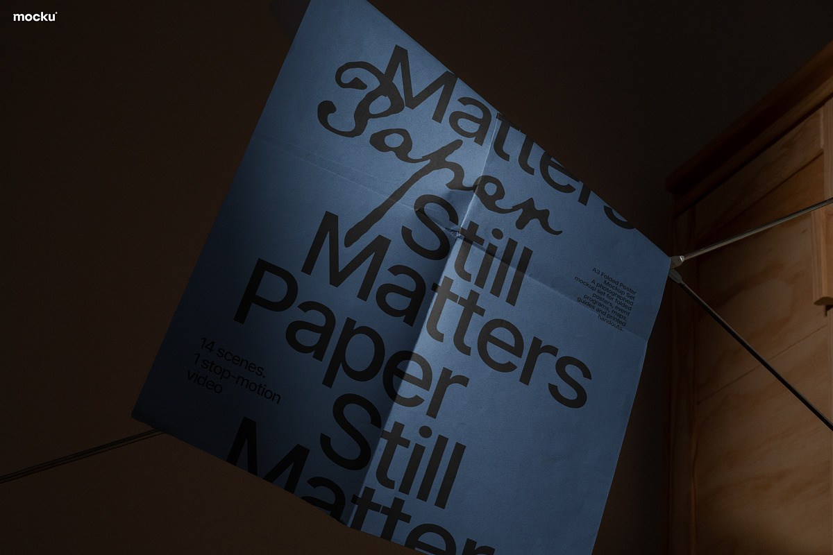 Editorial Folded Poster Mockup Set, a Books & Magazine Mockup by Mocku (Photo 11 of 17)