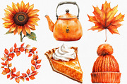 Watercolor Orange Autumn Clipart, an Illustration by Canvas Craft (Thumbnail 2 of 8)