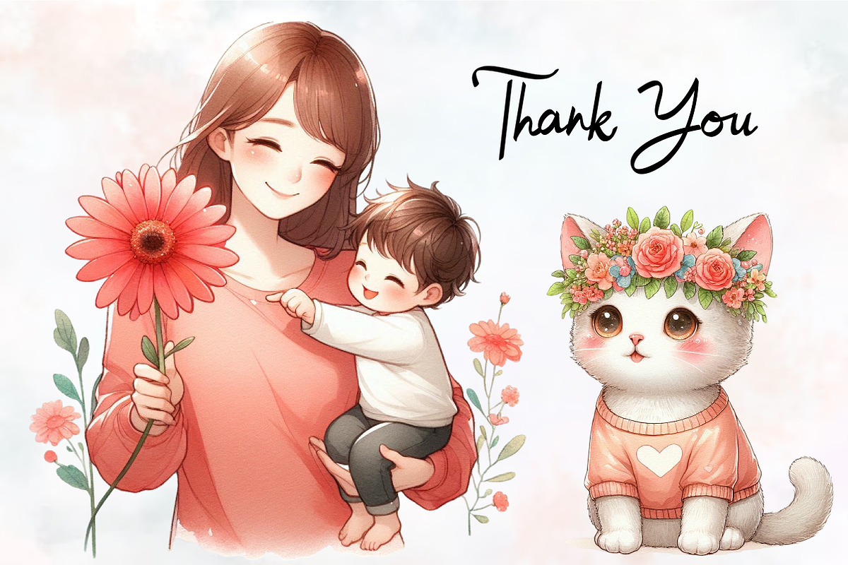 Cute Coral Mother's Day Clipart, a Seasonal Illustration by RobertsArt (Photo 7 of 7)