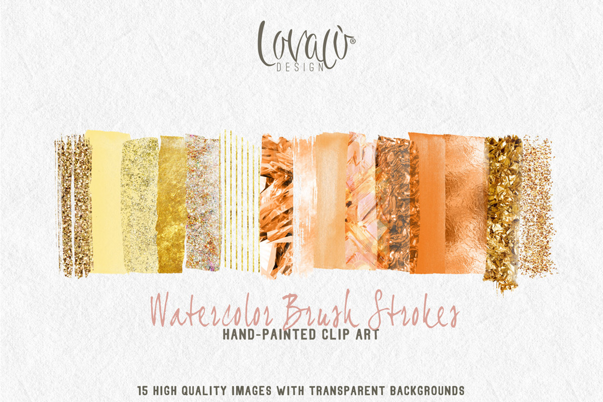 Gold Orange Watercolor Brush Stroke, a Texture Graphic by Lovalù®