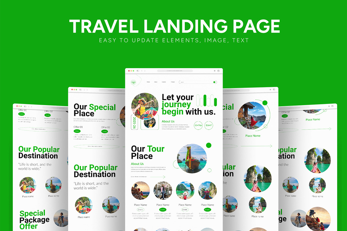 Travel Agency Landing Page, a Landing Page Template by CreativeShaper (Photo 1 of 6)