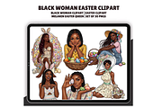 Black Woman Easter Clipart Bundle, an Illustration by CraftCrateShop (Thumbnail 1 of 8)