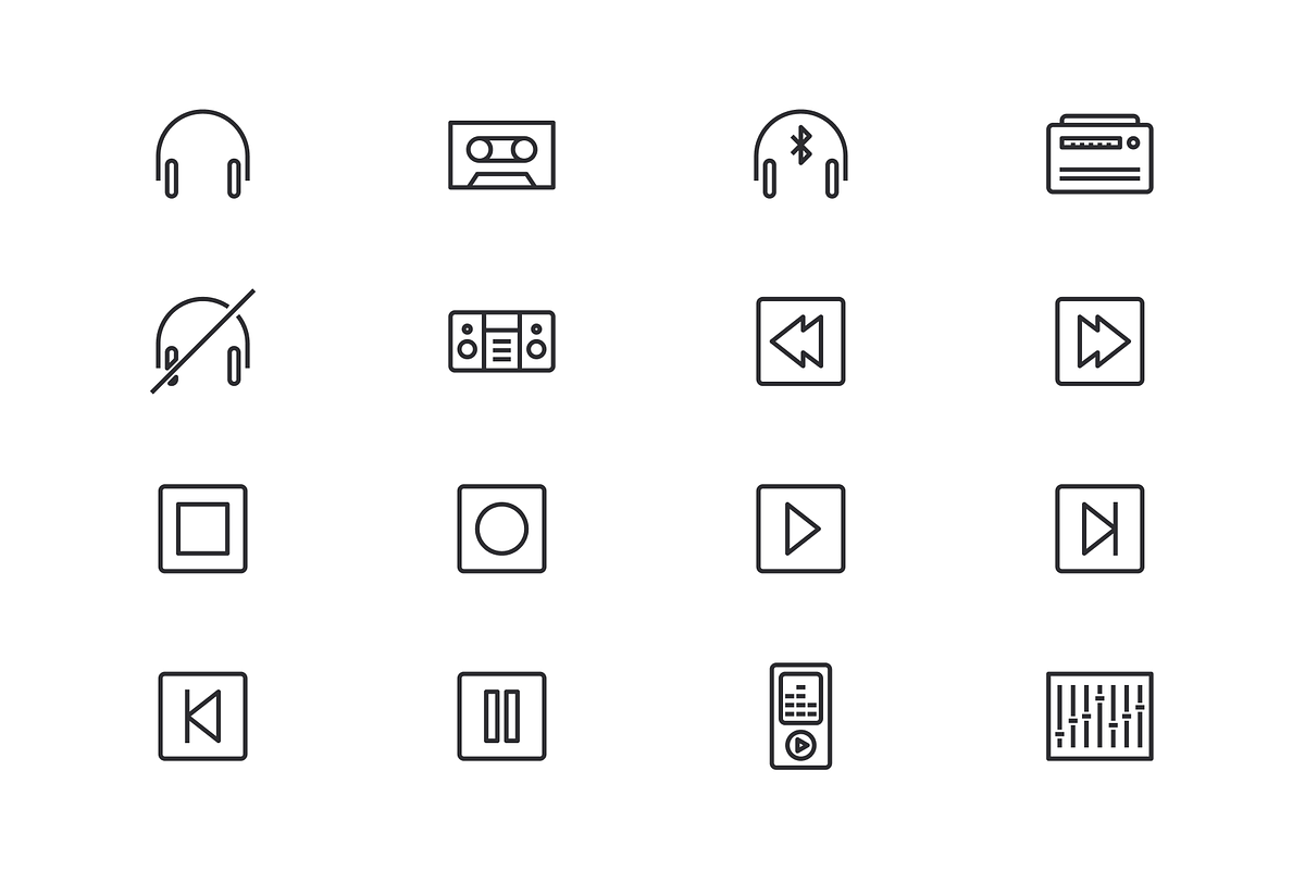 Music and Instruments Icons, an Outline Icon by Middltone (Photo 4 of 5)
