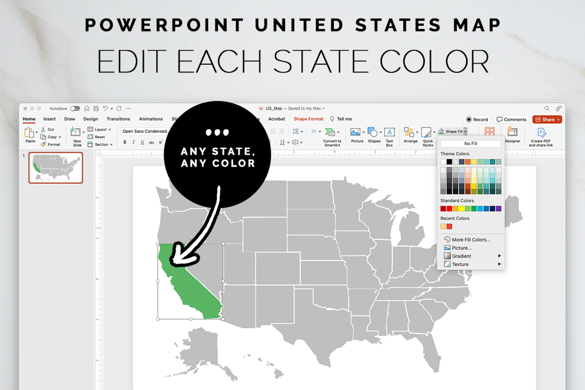 Editable USA Map PowerPoint Template, a Presentation Template by Bdemm Studio (Photo 2 of 6)