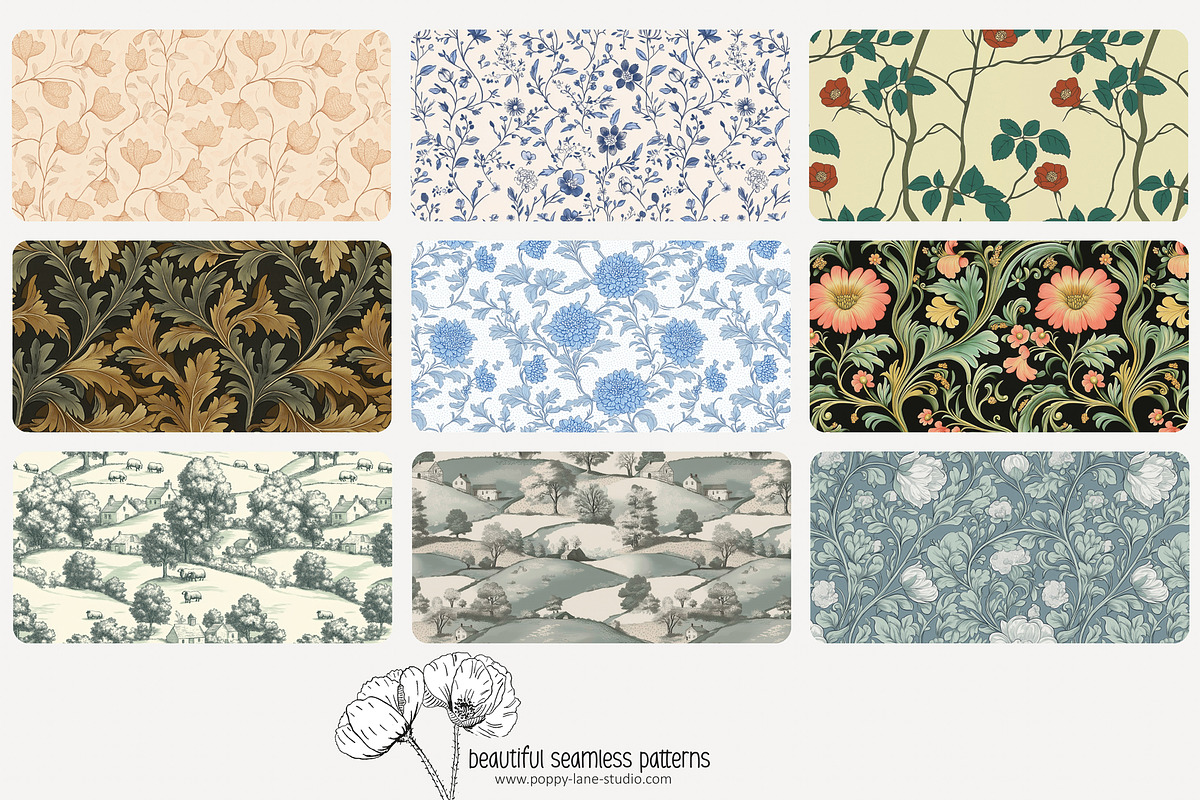 70 vintage nature seamless pattern, a Pattern Graphic by Poppy Lane Studio (Photo 4 of 10)