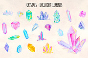 Crystal Gems Watercolor Bundle, an Object Illustration by Violet LeBeaux (Thumbnail 2 of 3)