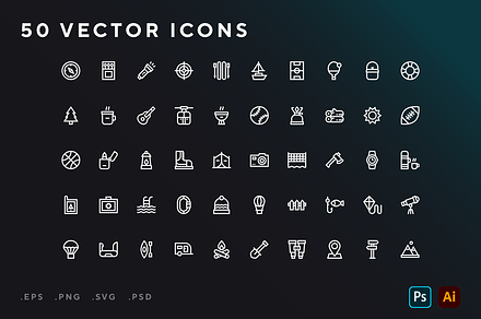 Outdoor activities icons, an Outline Icon by Wencory