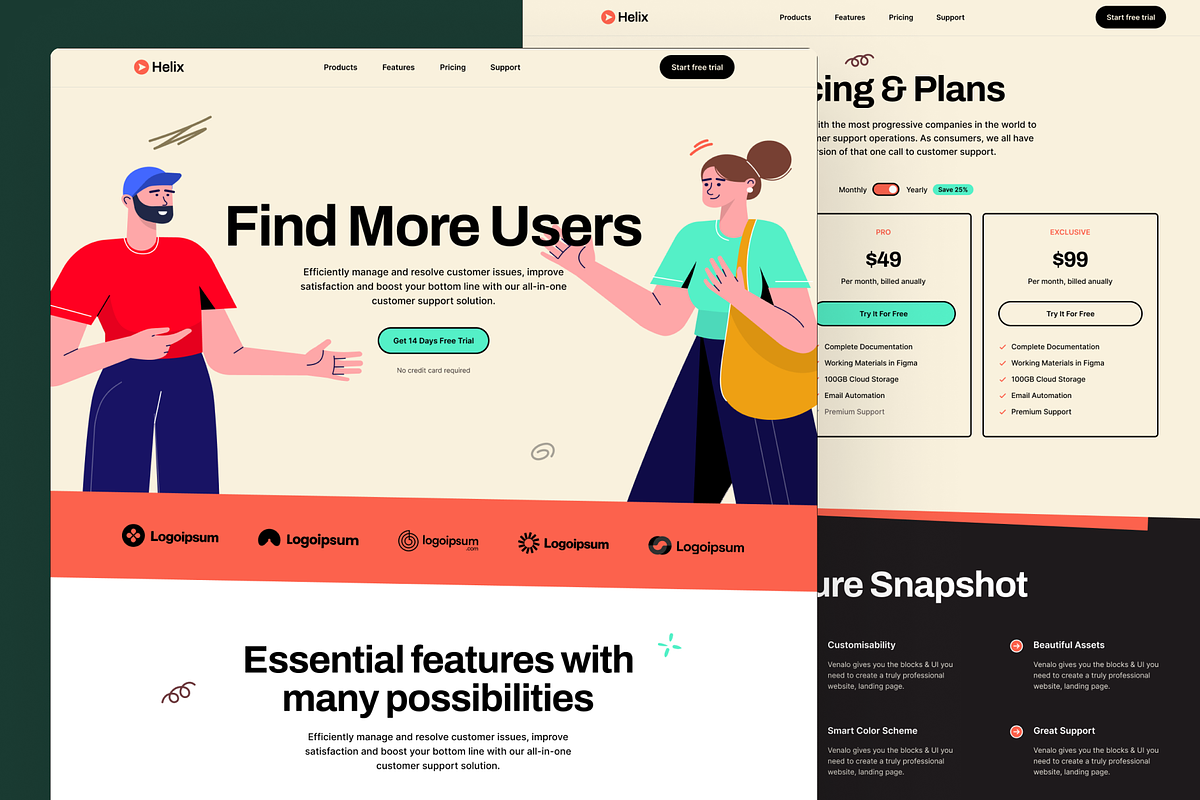 Helix - SaaS Website Figma Template, an UI Kit Template by FinestDevs (Photo 3 of 5)