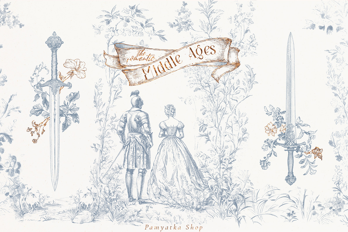 The romantic Middle Ages clipart set, a Decorative Illustration by Pamyatka Shop (Photo 16 of 16)
