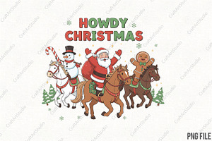 Howdy Christmas Cowboy PNG, an Illustration by CraftArtStudio