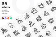 Winter Icons Set - Line, an Outline Icon by Kmg Design (Thumbnail 1 of 3)