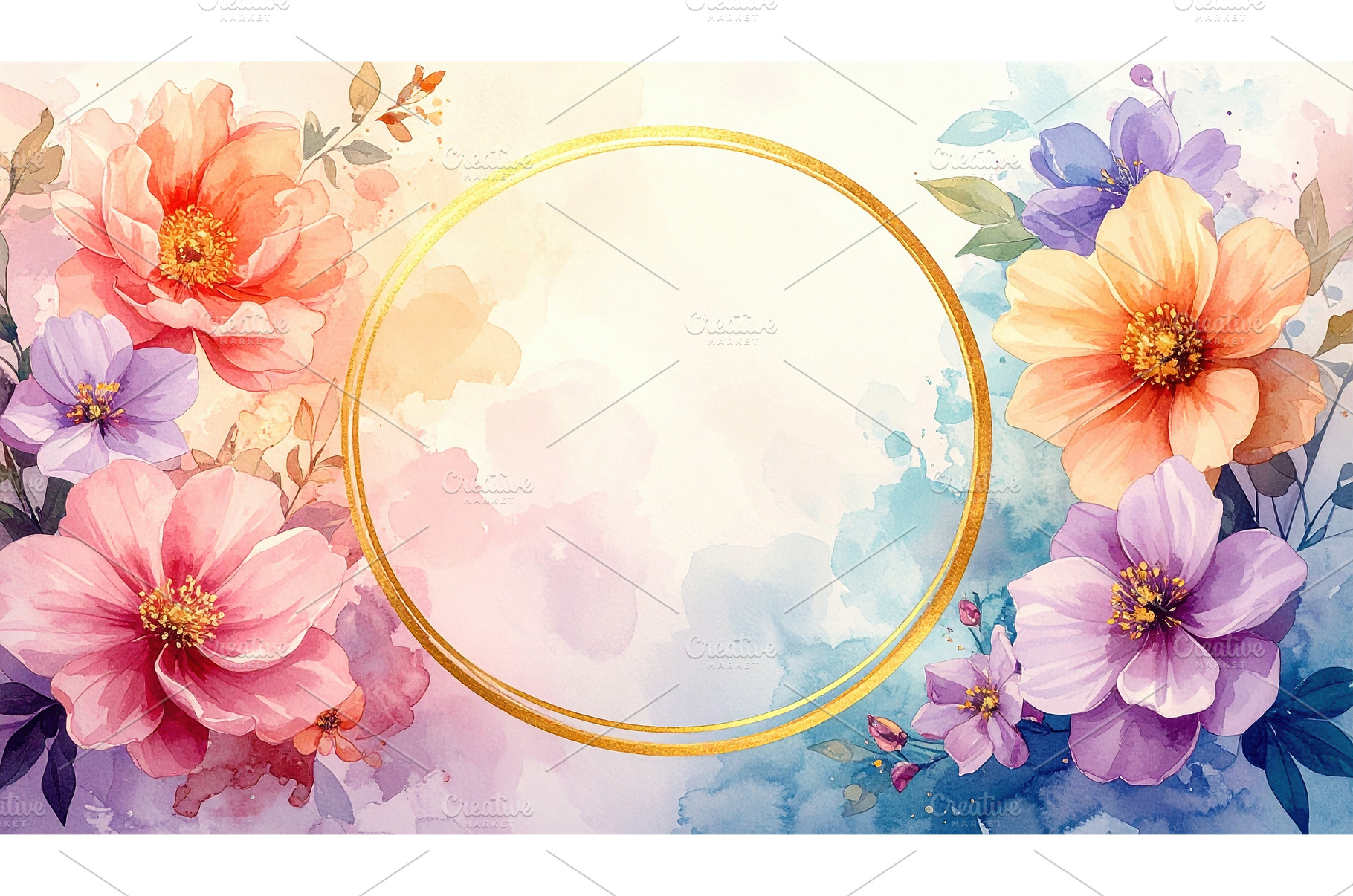 Floral watercolor frame with pink, a Nature Photo by Igor Tichonow