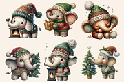 CHRISTMAS ELEPHANT CLIPART PACK, a Seasonal Illustration by Daring Digies (Thumbnail 4 of 9)