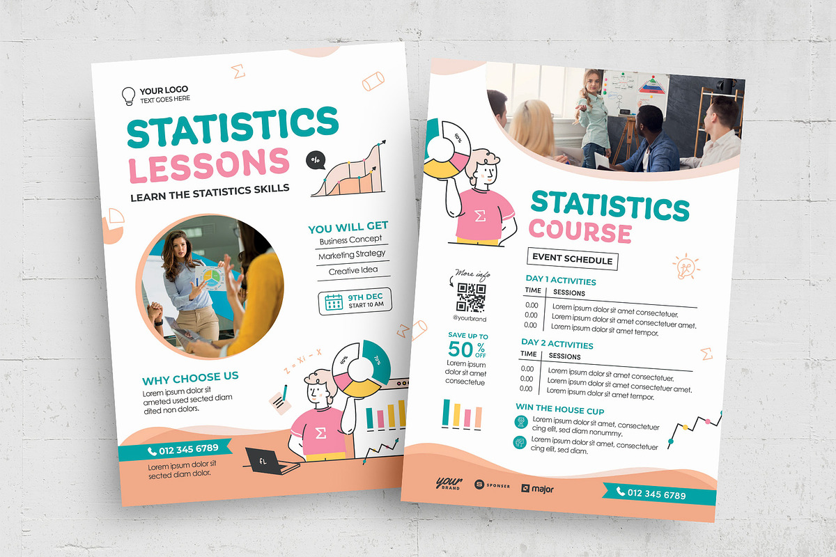 Statistics Education Flyer Template, a Flyer Template by BrandPacks