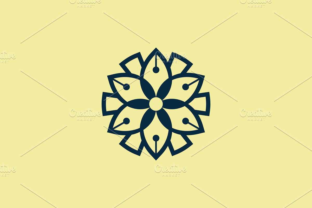 premium floral pen petal logo, a Branding & Logo Template by Rasagama Studio