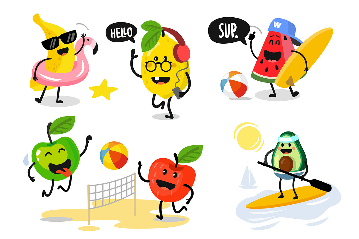 Cool fruits vector set, a Food Illustration by bioraven (Photo 2 of 11)