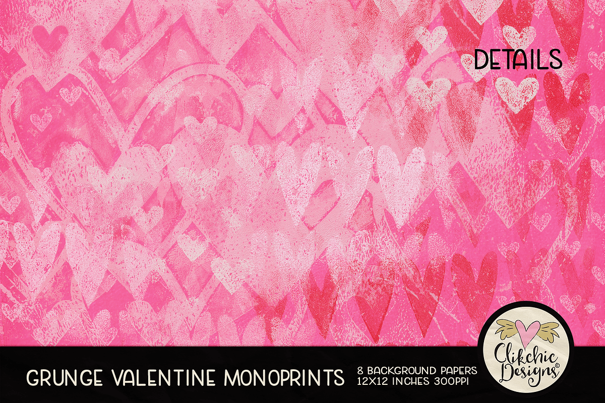 Grunge Valentine Monoprint Papers, a Texture Graphic by Clikchic Designs (Photo 5 of 5)