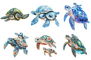 Gem Sea Turtle Mom and Baby Clipart, an Illustration by CreationArt (Thumbnail 5 of 5)