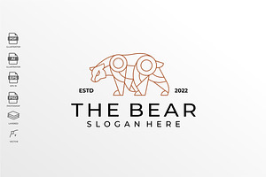 Lineart Geometric Bear Logo Vector
