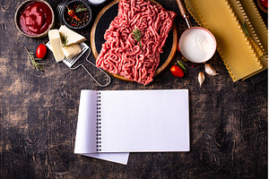 Ingredients for cooking lasagna, a Food & Drink Photo by Yulia Furman