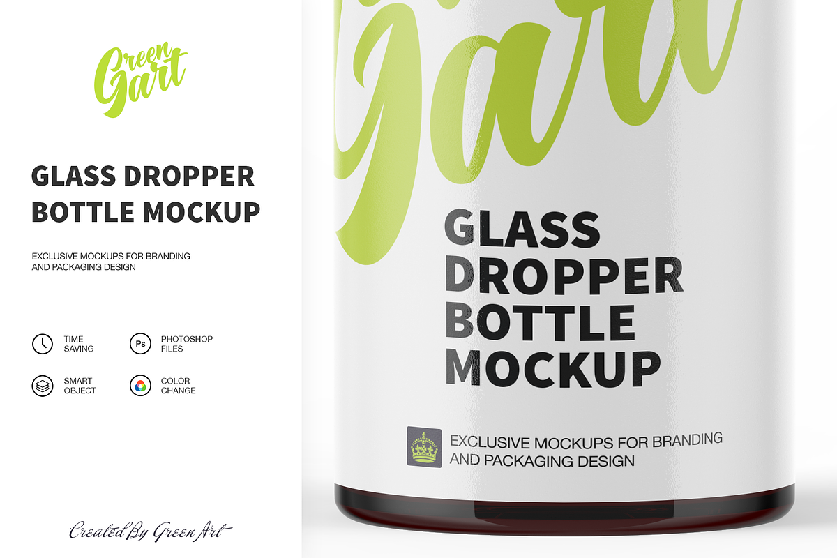 50ml Clear Glass Dropper Bottle, a Product Mockup by Green Art (Photo 5 of 5)