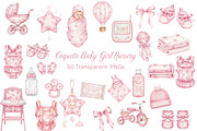 Coquette Baby Girl Nursery Clipart, an Illustration by Stellalunarts (Thumbnail 1 of 3)