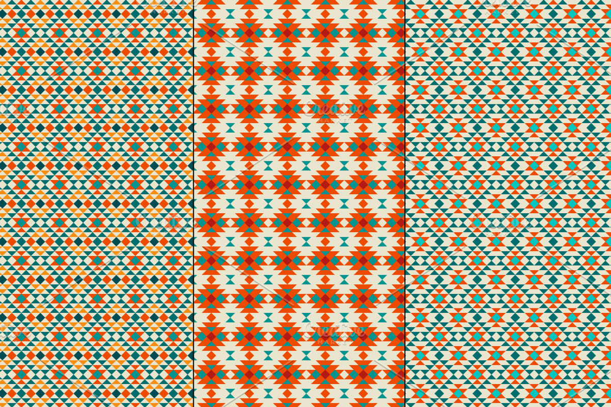 Blue Orange Southwestern Patterns, a Pattern Graphic by Melissa Held Designs (Photo 3 of 4)