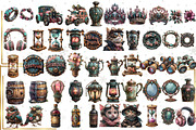 Shabby Chic Steampunk Clipart Bundle, an Illustration by NiiiNArt (Thumbnail 3 of 6)