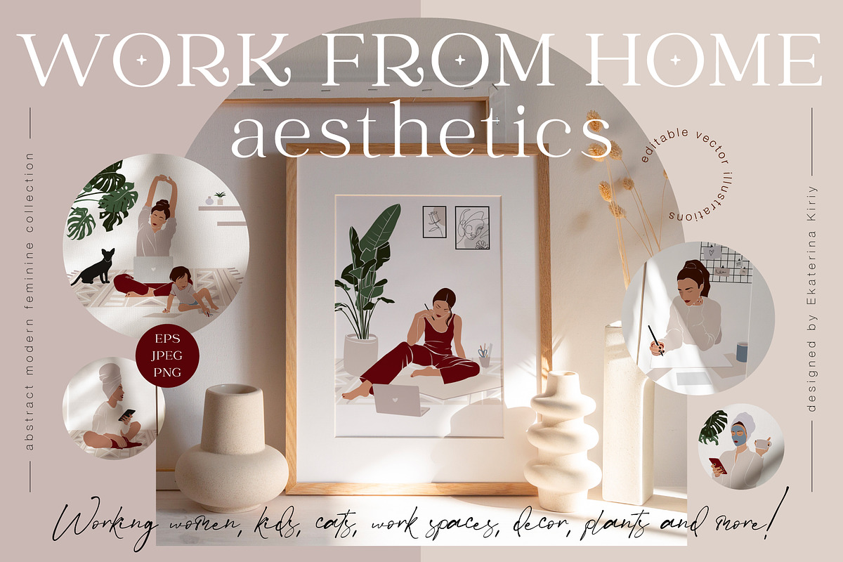 WORK FROM HOME aesthetics, an Illustration by EkaterinaKiriy (Photo 1 of 9)