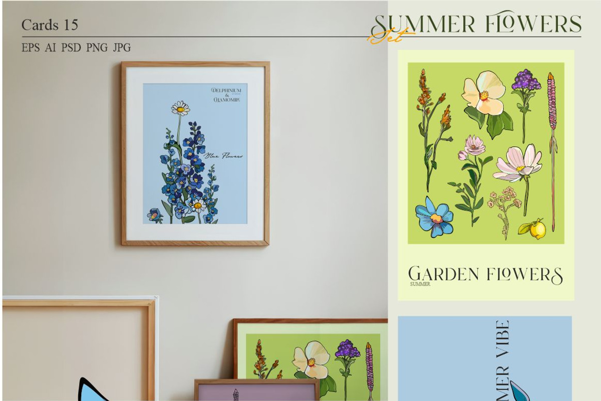 Summer flowers set, a Seasonal Illustration by Collection by VY (Photo 2 of 11)