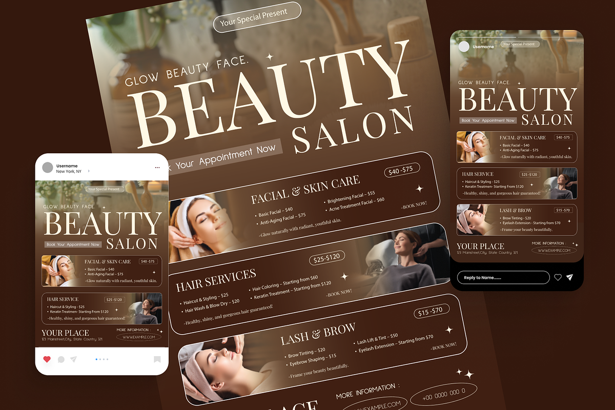 Beauty Salon Price List Flyer Set, a Flyer Template by Annora Studio (Photo 2 of 5)