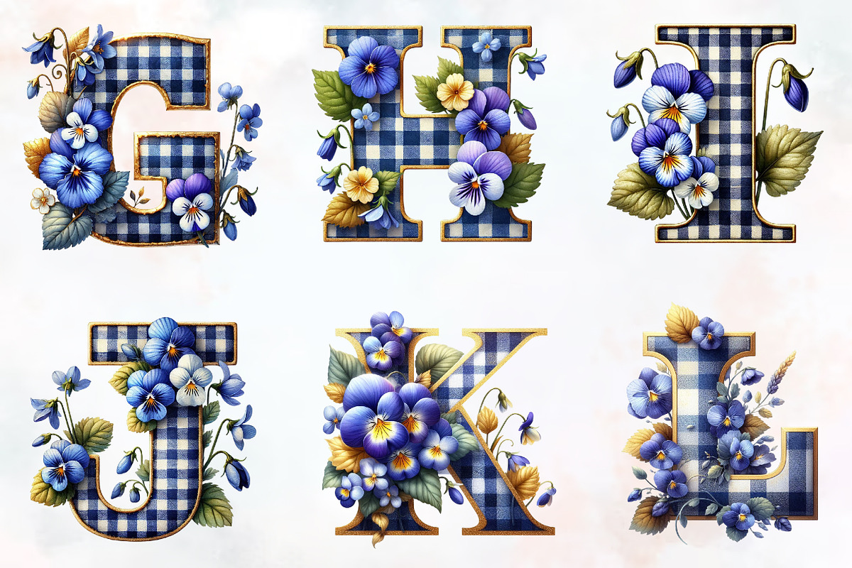 Gingham check Alphabet spring, an Illustration by RobertsArt (Photo 3 of 7)