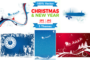 Christmas and New Year Backgrounds, a Decorative Illustration by TAlex
