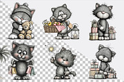 Gray Cat Clipart Bundle., an Illustration by SVGArt (Thumbnail 2 of 9)