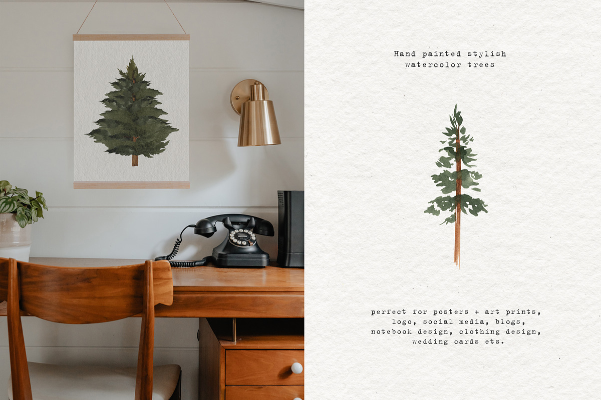 Watercolor Forest Trees Clipart, an Education Illustration by Ooh Lily (Photo 3 of 6)