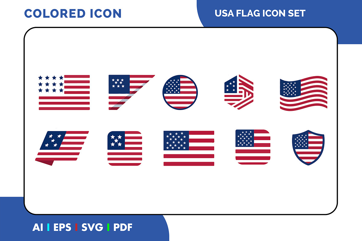 USA Flag Colored Icon Set, a Duotone Icon by Fontmine Studio (Photo 1 of 3)