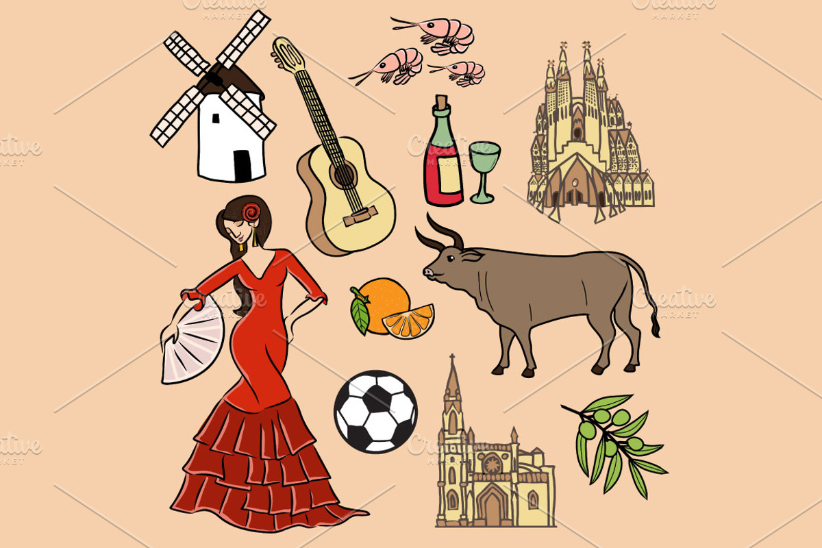Cartoon vector map of Spain +bonus, an Illustration by Nata Savina Art (Photo 3 of 3)