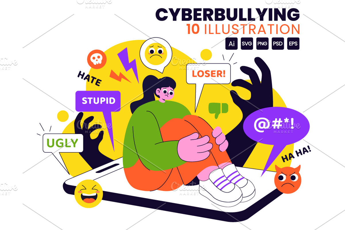 10 Cyberbullying Illustration, a Person Illustration by denayunebgt (Photo 1 of 4)