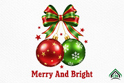 Retro Christmas Ornaments Bow PNG, an Illustration by Craft Nest (Thumbnail 1 of 6)