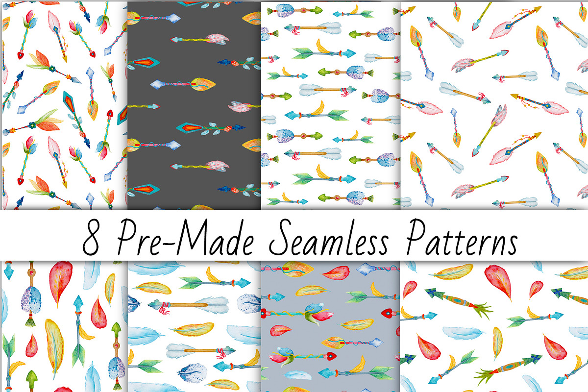 Watercolor Arrows and Feathers Set, an Illustration by RabbitAndPencil (Photo 4 of 4)