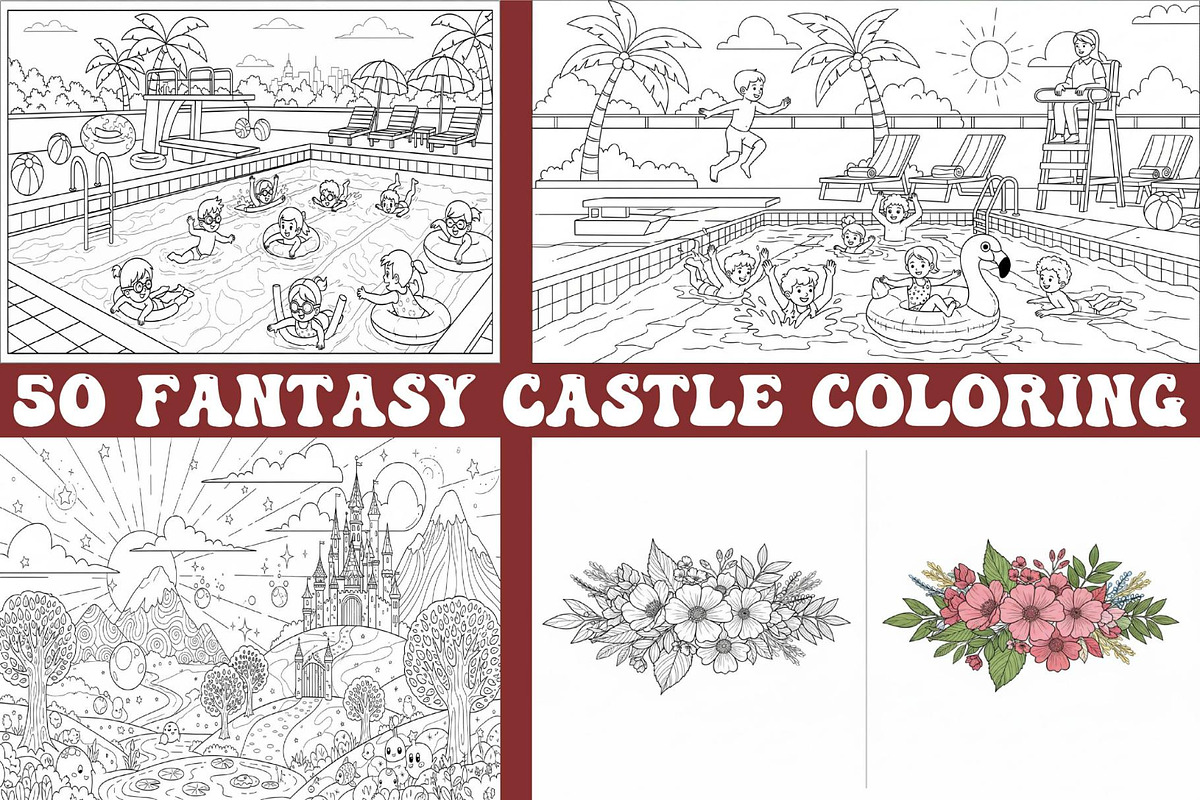 Fantasy Castle Coloring Pages, an Object Graphic by Designer_Momina (Photo 1 of 5)